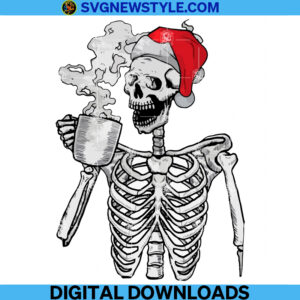 Christmas Santa Hat Skeleton Png, Digital Download