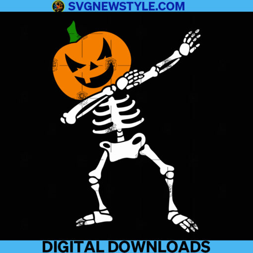 Dabbing Pumpkin Skeleton Svg