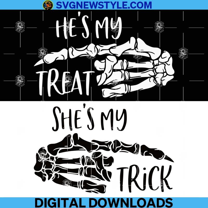 Halloween Couple Svg, She's My Trick Svg, He's My Treat Svg, Trick or