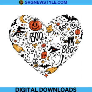 Halloween Doodle Heart Svg