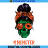 Skull Mom Messy Hair Bun Monster Svg