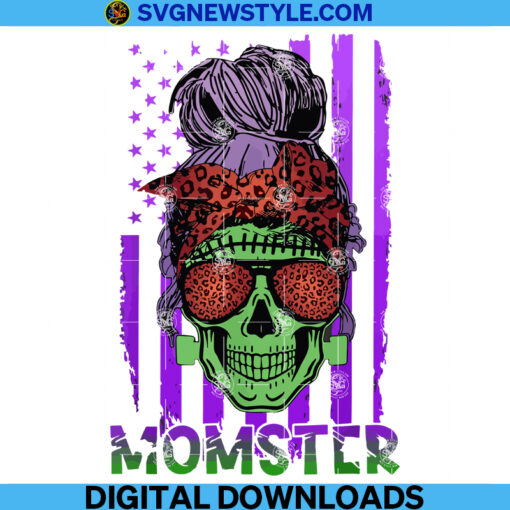 Skull Mom Messy Hair Bun Monster Png