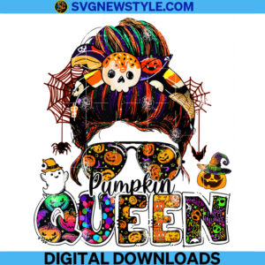 Pumpkin Queen Messy Bun Png, Instant Download, Shirt Design