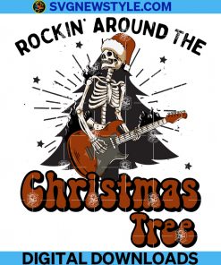Rockin Around The Christmas Tree png, Christmas png, Vintage Skeleton Christmas png, Holiday png.