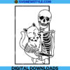 Skeleton with Cat Svg