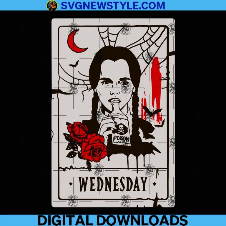 Wednesday Addams Horror Tarot Cards Svg, Horror Movie Tarot Card Svg