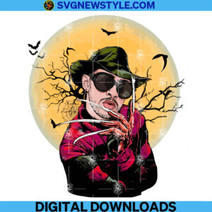 Bad Bunny Freddy Krueger Spooky Halloween Png, Digital File Download