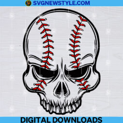 Baseball Skull Svg