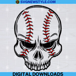 Baseball Skull Svg