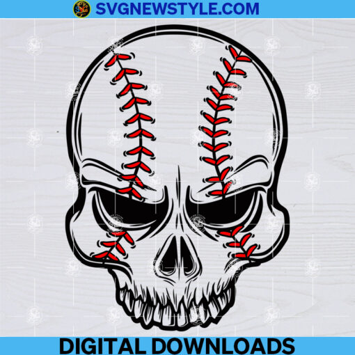 Baseball Skull Svg