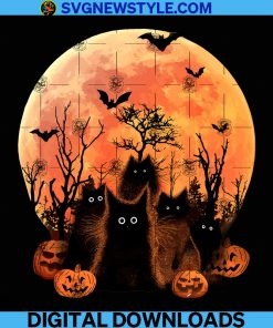 Black Cats and moon Halloween Png, Instant Download, Shirt Design