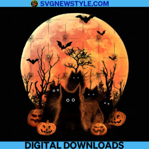 Black Cats and moon Halloween Png, Instant Download, Shirt Design