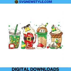 ELF Christmas Coffee Png, Peppermint Iced Latte Png, Instant Download