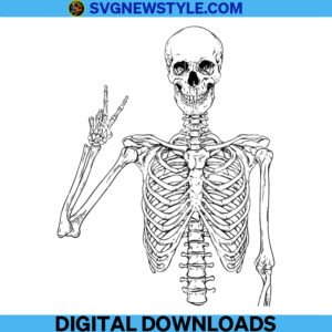 Halloween Skeleton Peace Sign Svg, Png, Dxf, Eps, Cricut & Silhouette cut file