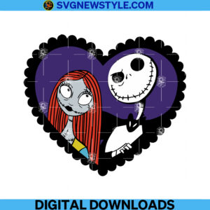 Jack and Sally in Heart svg Png, Dxf, Eps, Instant Download