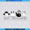 Meowloween Cats in Costume Outline Svg