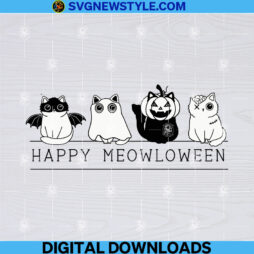 Meowloween Cats in Costume Outline Svg