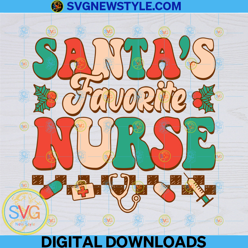 Santa's Favorite Nurse Svg, Christmas Nurse Svg, Png, Dxf, Eps, Silhouette cut file 1 Santa's Favorite Nurse Svg