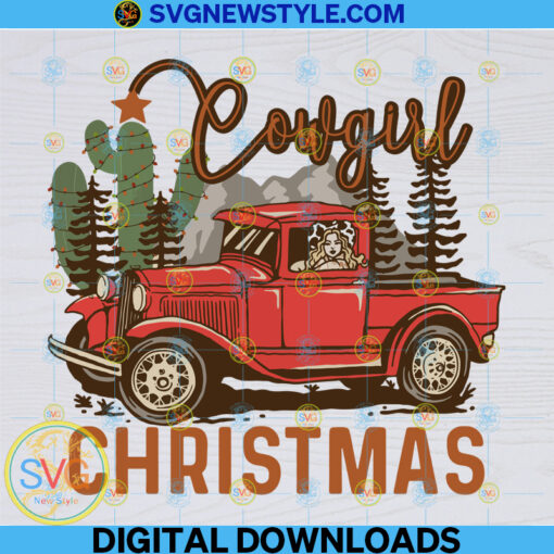 Cowgirl Cactus Western Christmas Lights Truck Png