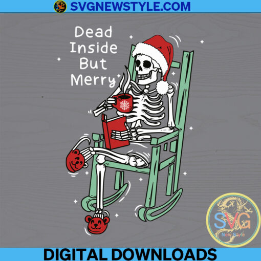 Dead Inside Skeleton Drinking Coffee Christmas Svg