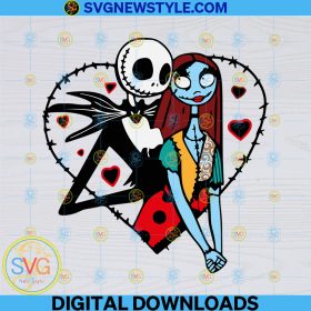 Jack and Sally in Heart Svg, The Nightmare Before Svg, Couple Svg, Png.
