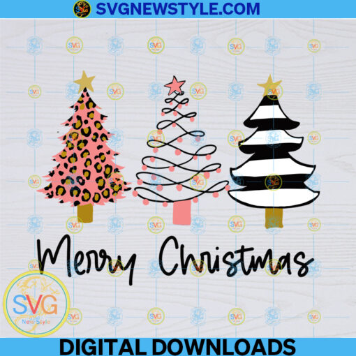 Merry Christmas pink Christmas Tree Svg