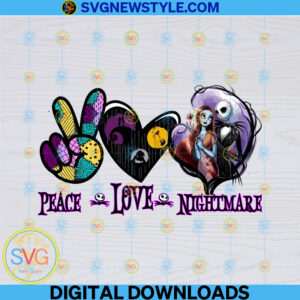 Peace Love Nightmare Png, Shirt Design, Sublimation Download