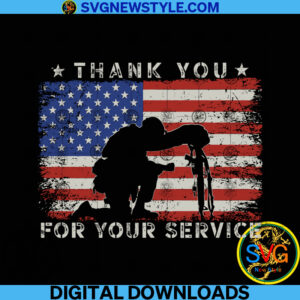 Thank You For Your Service Png, US Flag Veteran Thank You Png, Instant Download