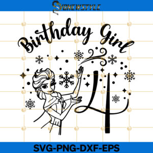 Elsa Birthday Girl 4th Svg