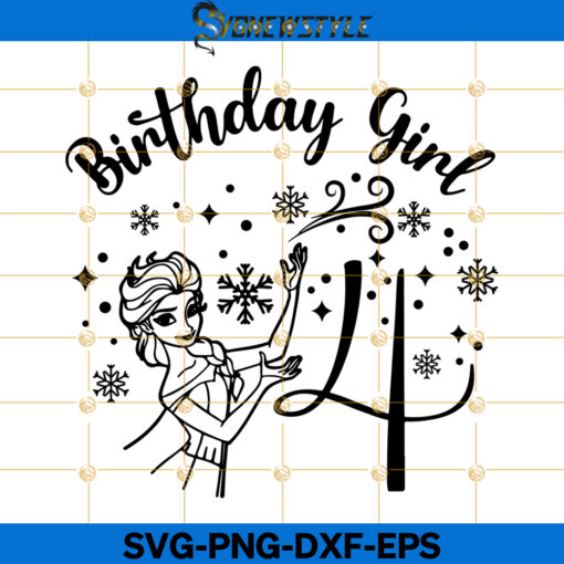 Elsa Birthday Girl 4th Svg