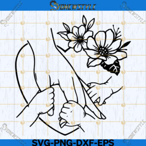 Mother with 3 child hands svg