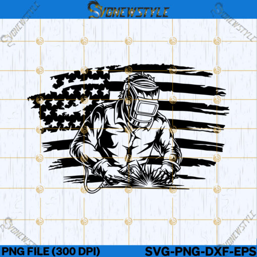 Welder With USA Flag Svg