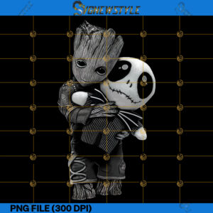 Baby Groot Hugs Jack Skellington Png