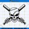 Baseball Skull with Crossed Bats Svg Png