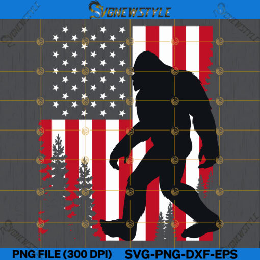 Bigfoot 4th of July American USA Flag Svg