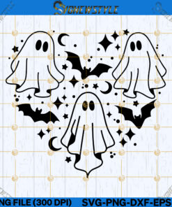 Creepy Ghost In Heart SVG, Spooky ghost SVG, Ghost in Heart illustration