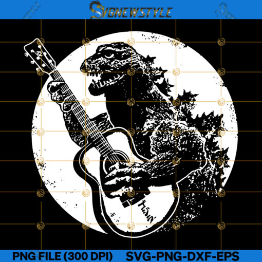 Dinosaur Playing Guitar Cool 90s Svg