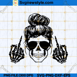 Messy Bun Skull SVG PNG