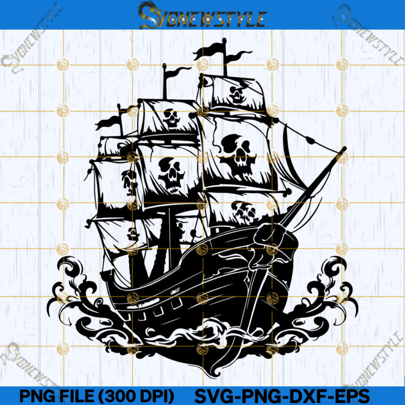 Pirate Ship Svg, Pirate Skull Svg, Png, Dxf, Eps, Instant Digital Download