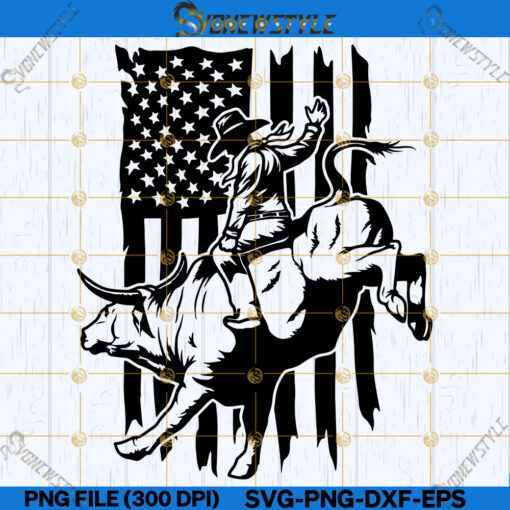 US Bull Rider Svg Png