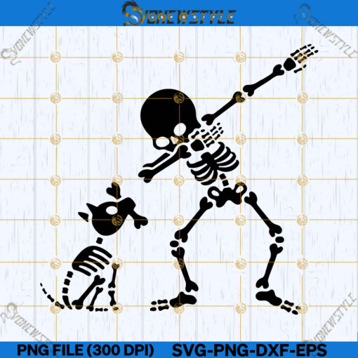 Skeleton And Dog Svg File, Dog Family Svg, Png, Dxf, Eps, Cricut File