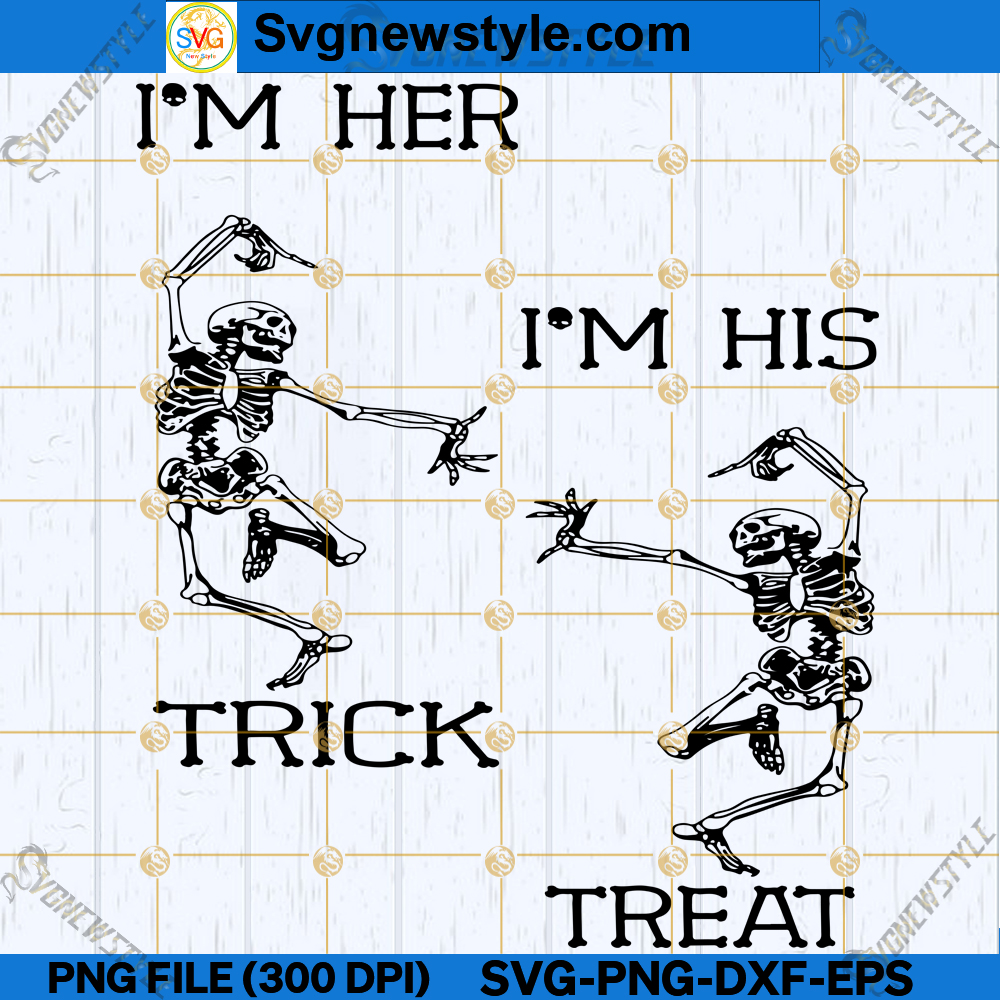 Trick and Treat Skeleton Couple SVG, Trick or treat SVG illustration 1 Trick and Treat Skeleton Couple SVG