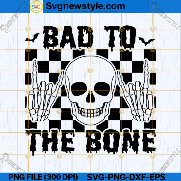 Bad To The Bone SVG, Skeleton Rock On Hand SVG, Rebel Skull SVG, PNG