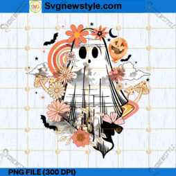 Halloween Ghost with Flowers PNG