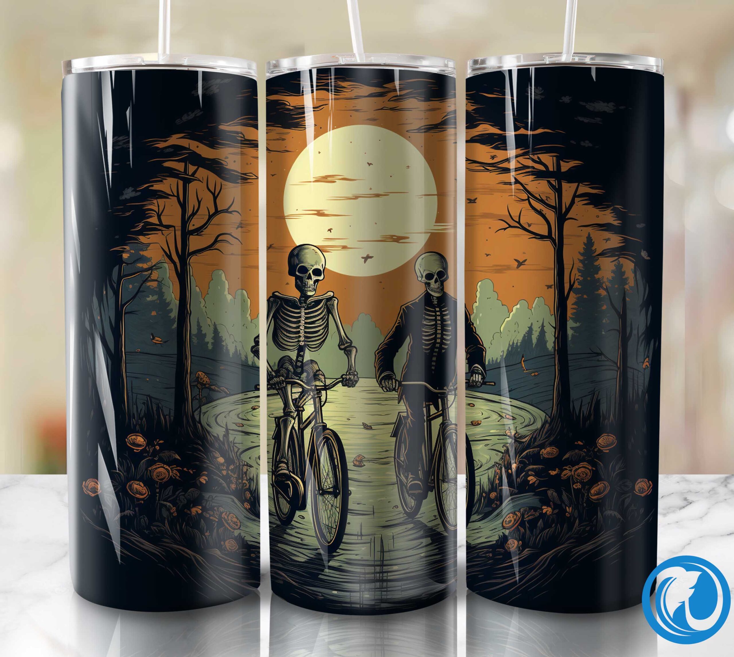 Ghost and skeleton biking Tumbler, Designs Downloads 1 Ghost and skeleton biking Tumbler