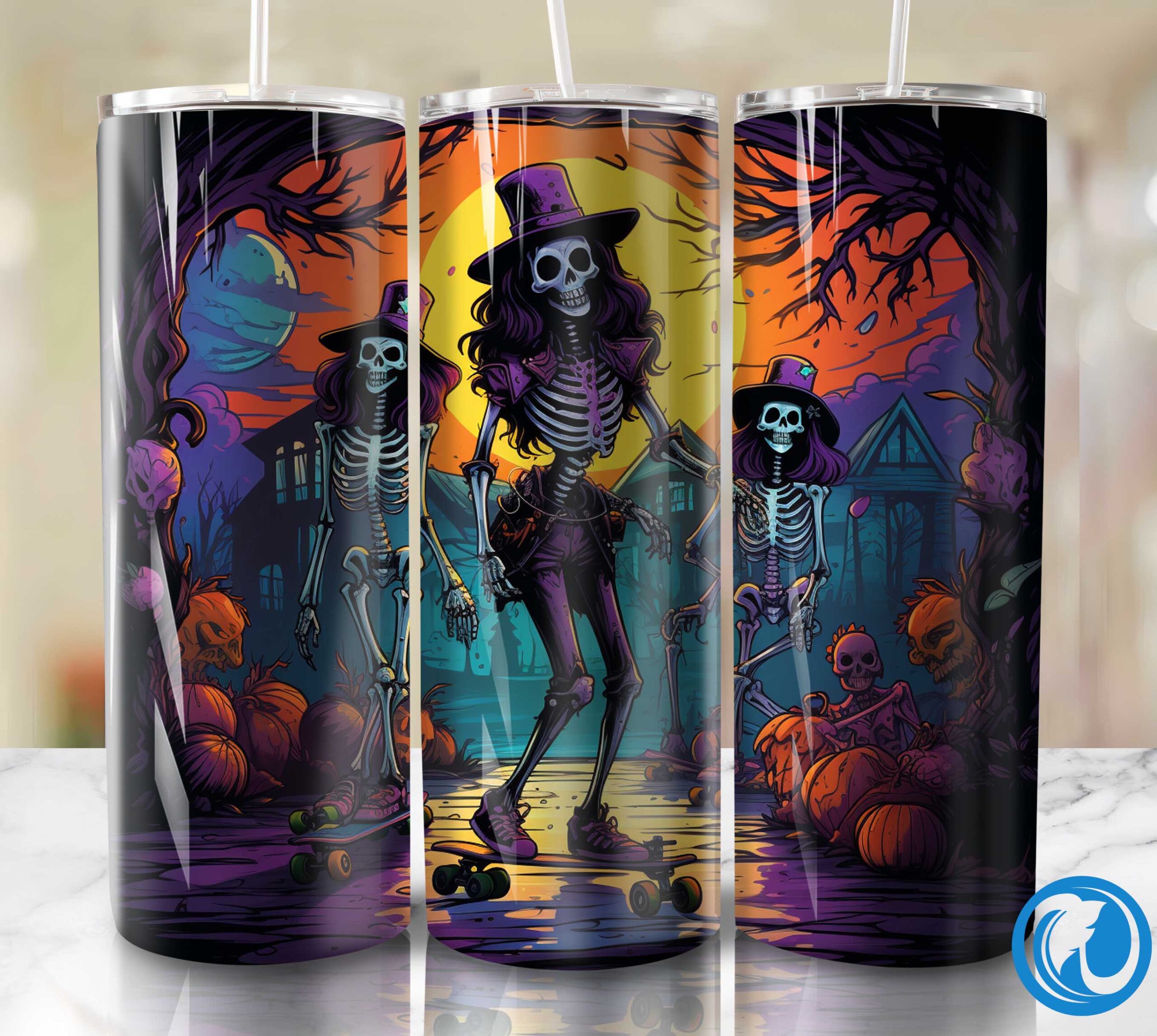 Spooky friends roller skating Tumbler