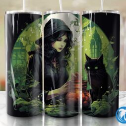 Witch and black cat potions Tumbler