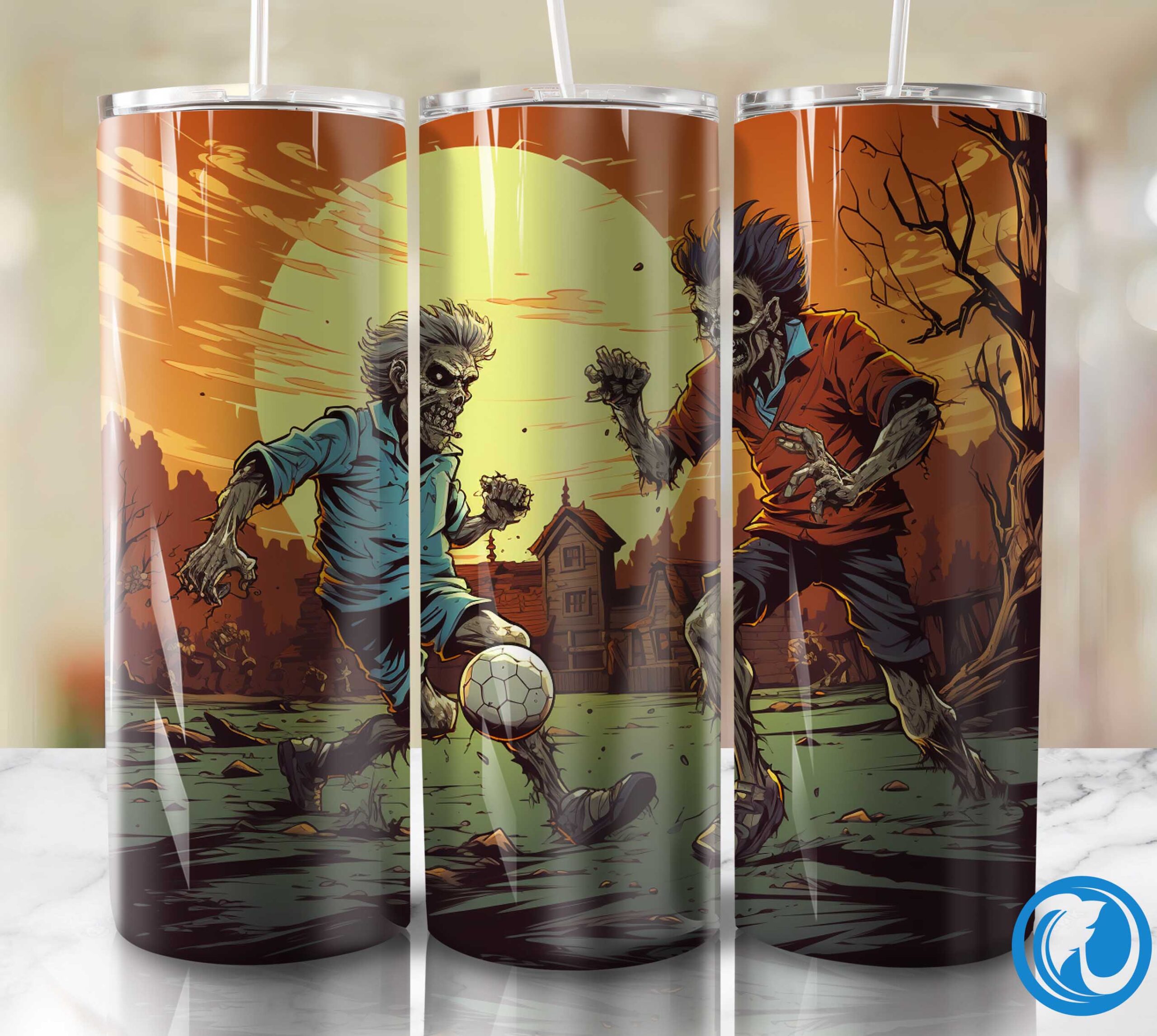 Zombie vs Werewolf Soccer Match Tumbler, Digital Download 1 Zombie vs Werewolf Soccer Match Tumbler