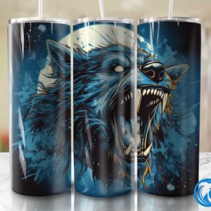 Frightening wolf illustrations Tumbler