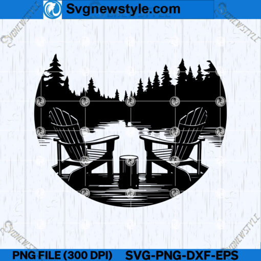 Lake Scene Adirondack Chair SVG PNG